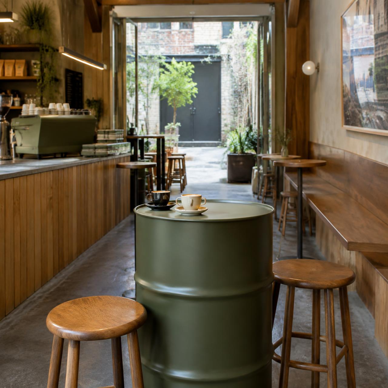 Olive drum café table
